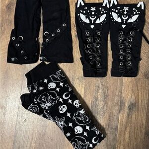 Tripp NYC black arm warmers Poizen Industries Dark Kitty Cat Killstar socks long